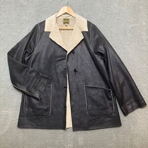 VTG Maralyce Ferree Jacket Men M Chocolate Brown Faux Leather Suede Fleece Lined